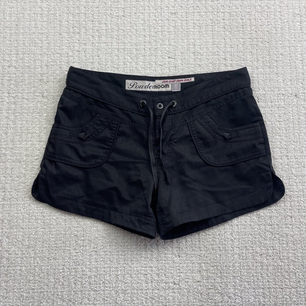 Powder Room Board Shorts Women's 7 Black Sun Surf Swim Smile Versatile Beach